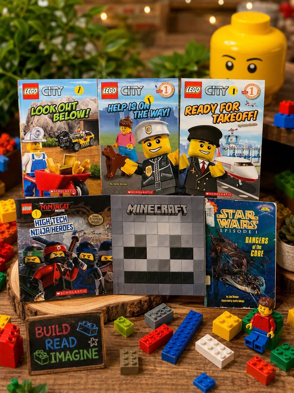 LEGO Minecraft Star Wars Kids Book Lot 6 Scholastic Early Reader Adventure Books
